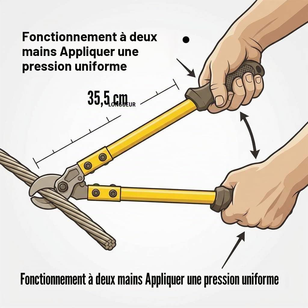 QWORK® 350mm Coupe-câble en acier inoxydable, pour couper des fils d'acier jusqu'à 9mm, avec traitement thermique haute température