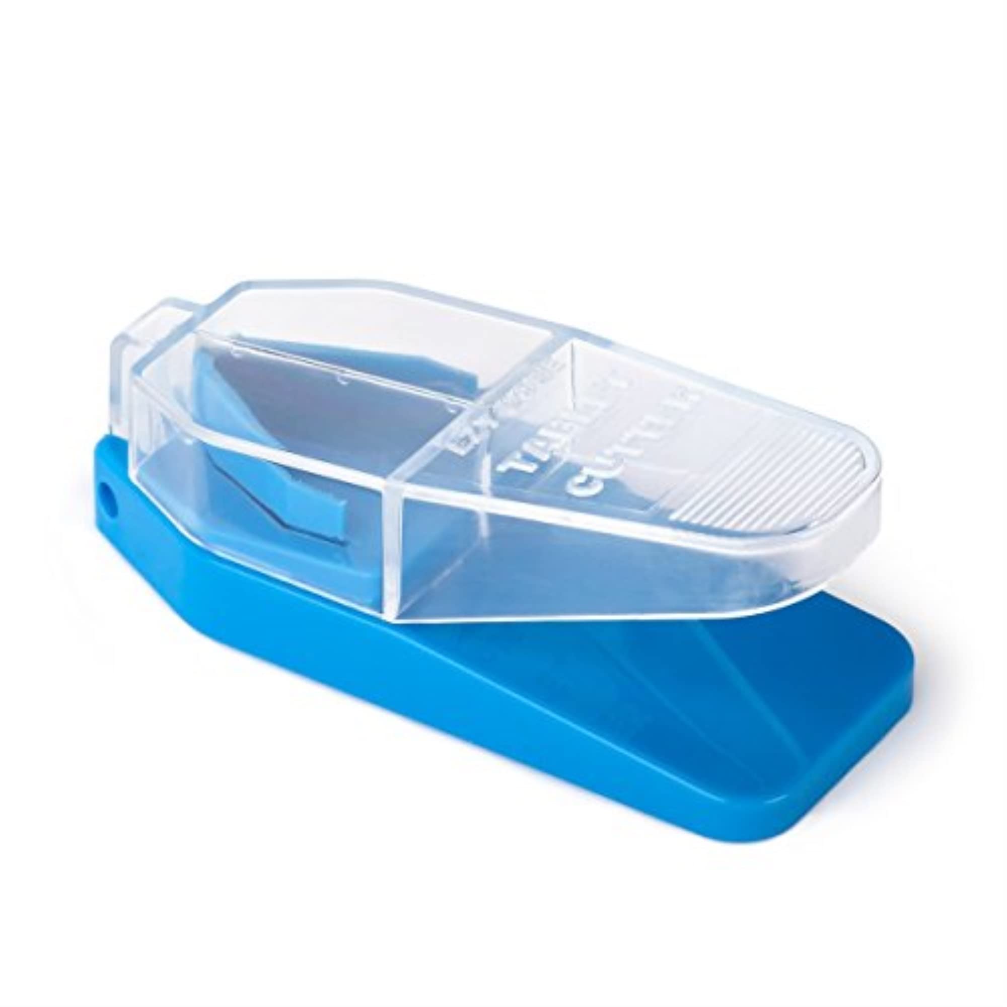 EZY DOSE Pill Cutter and Splitter, Safely Cuts Large, Small and Tiny Pills, Vitamins, Tablets in half, Accurate Easy Cutting, Stainless Steel Blade, Travel Sized, Easy to Use, Color May Vary, BPA Free