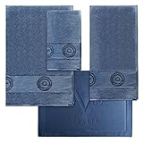 Alfombrilla 50 x 70 cms. Versace 19v69 abbigliamento sportivo SRL Set 3 Toallas + Alfombrilla Azul