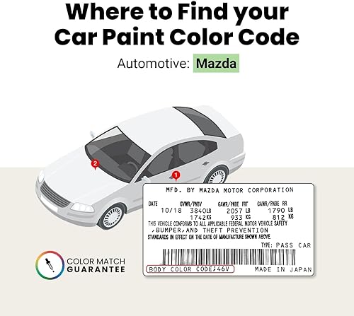 Miniatura 3 de TouchUpDirect Perla blanca cristalina de 34 K compatible con Mazda Exact Match Touch Up Paint Aerosol, paquete esencial