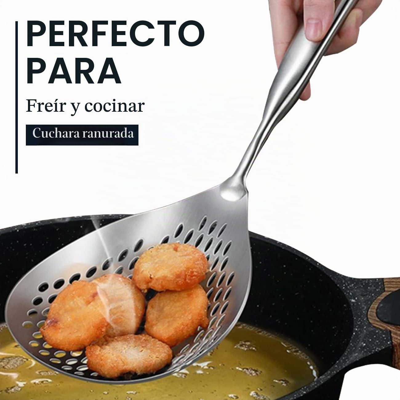 KAYCROWN Espumadera Cuchara Ranurada, Espumadera Cuchara de Acero Inoxidable 304 Colador Araña para Cocinar y Freír, Cuchara Colador de Pasta Colador de Cocina para Freír