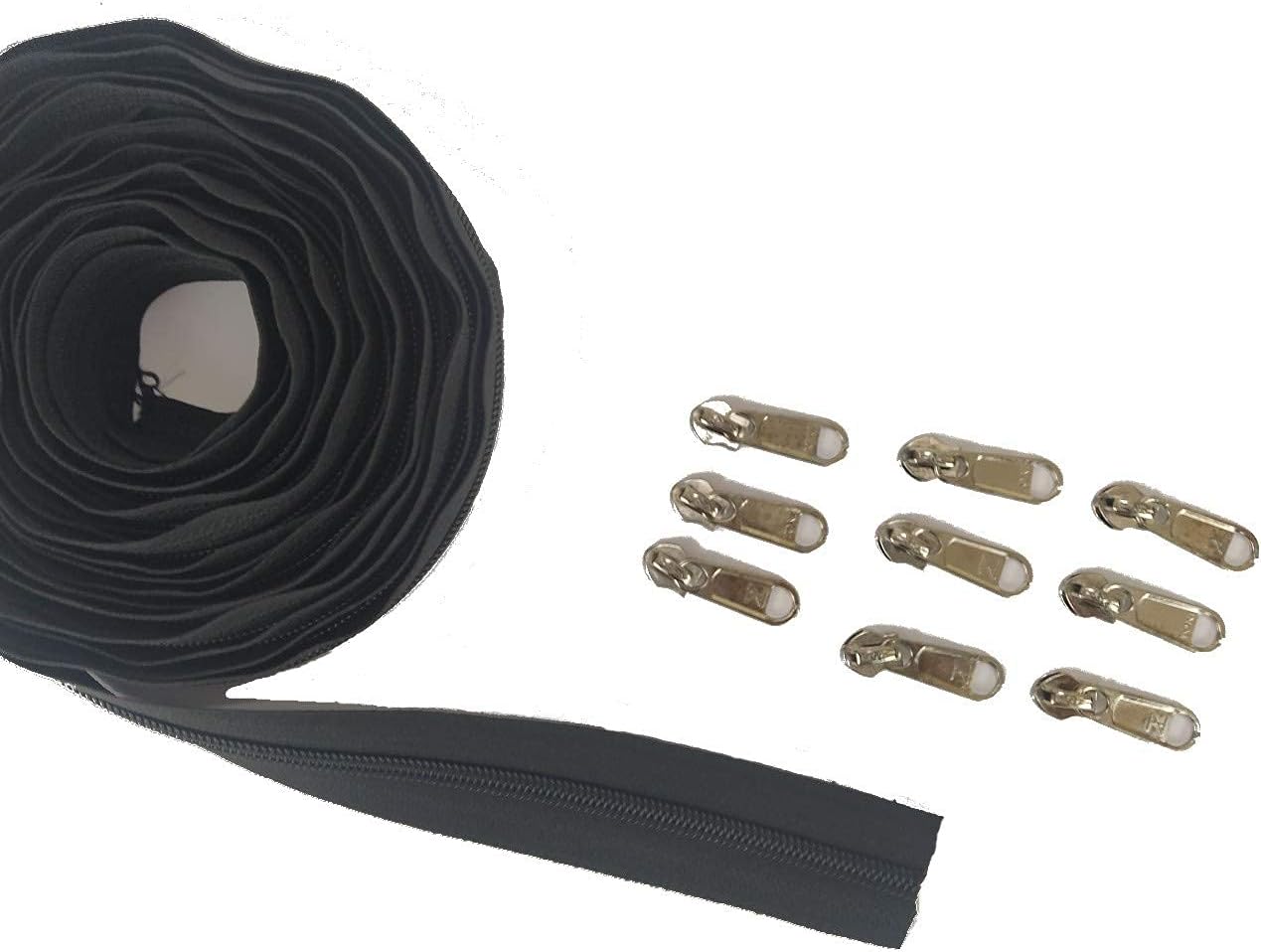 M Fabrics Black Zipper Roll no 5 Length 5 Meters,15 Zip Runners