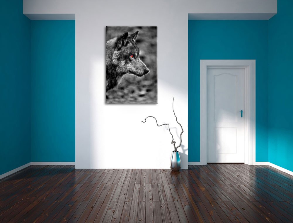 Leinwandbild 'Ängstlicher Wolf Im Wald' – 60x60 Cm, Fertig Auf Keilrahmen Gespannt