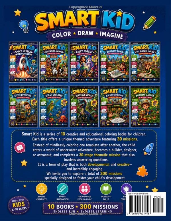 Smart Kid : Space Mission: A Creative Coloring and Activity Book to Color, Draw, Design and Imagine Your Own Home - 30 Fun Missions for KIds Ages 6-10 image 3