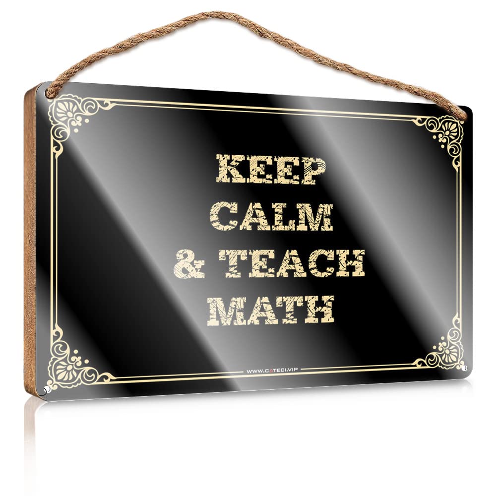 MAHQPZXSF Fall Signs For Front Porch Keep Calm And Teach Math Wooden Sign Vintage Room Decor Door Sign For Home(15X28CM)
