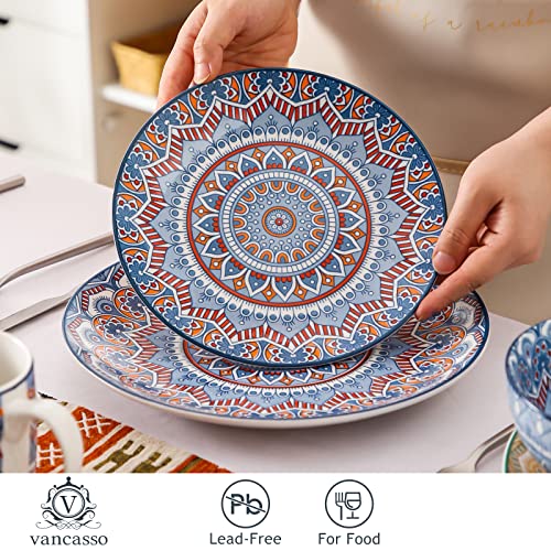 Vancasso 16 Pieces Porcelain Dinner Set For 4 - Mandala Dinnerware Dish Set Artisanal Pieces With 10.5In Dinner Plate, 8In Dessert Plate, 6In Bowl And 13Oz Mugs #TOP4