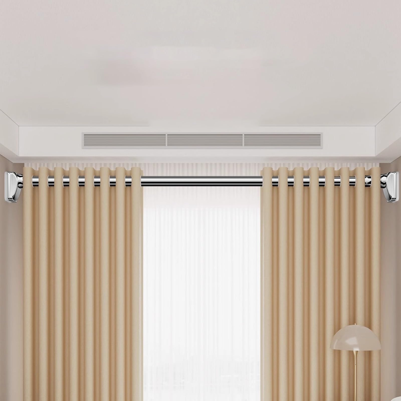 Tringle à rideau télescopique réglable sans perçage 40 x 500 cm de diamètre 3 m pour rideau de douche facile à assembler (blanc 50 x 75 cm)