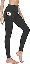 Women's High Waist Sports Running Tights with Pocket, Abdominal Control Training, Black Medium