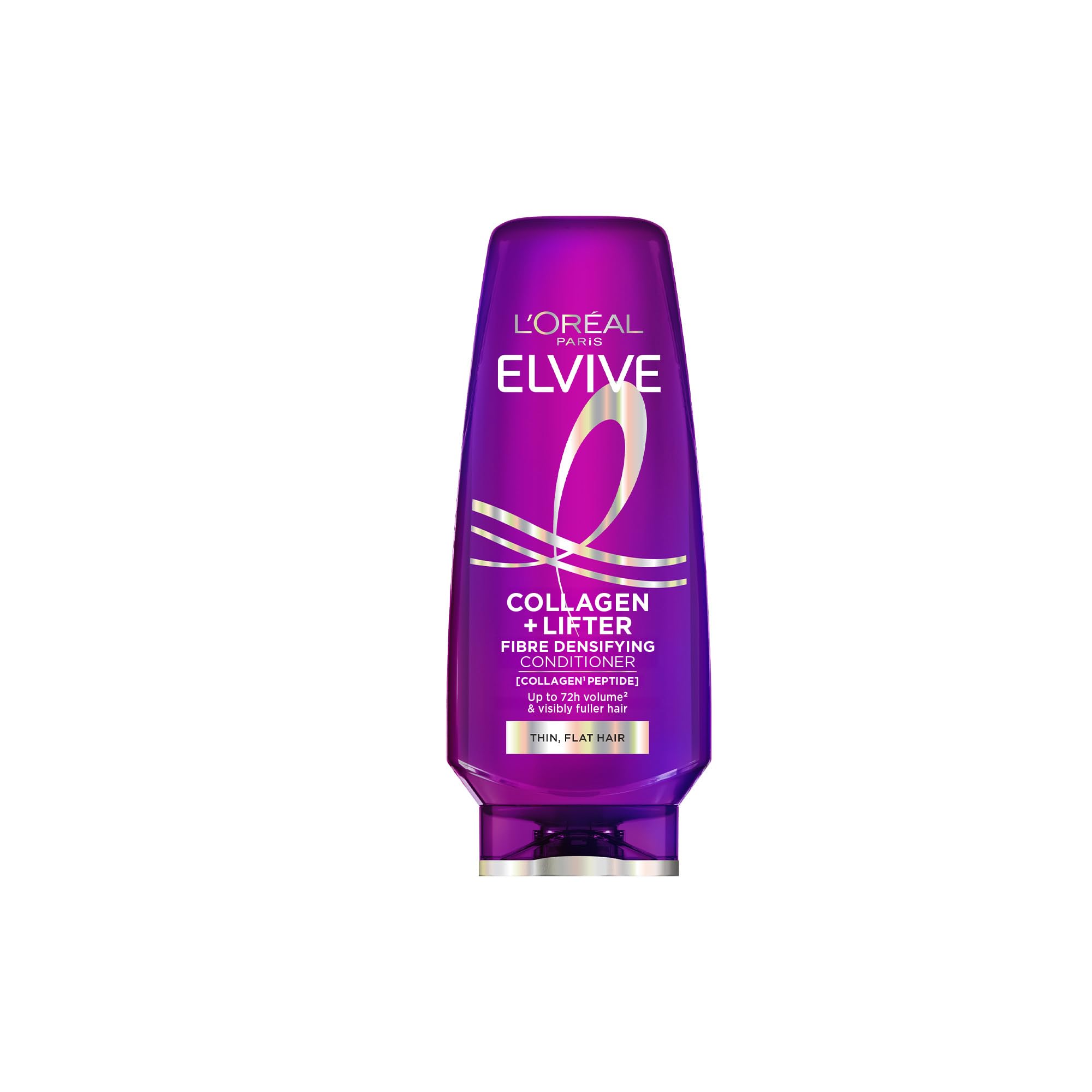 L’Oréal Paris Conditioner For Thin Hair And Volume, Elvive Collagen + Lifter Fibre-Densifying Formula With Collagen Peptides, Up To 72H Volume Boost And Fuller Hair From Root To Tip, 500ml
