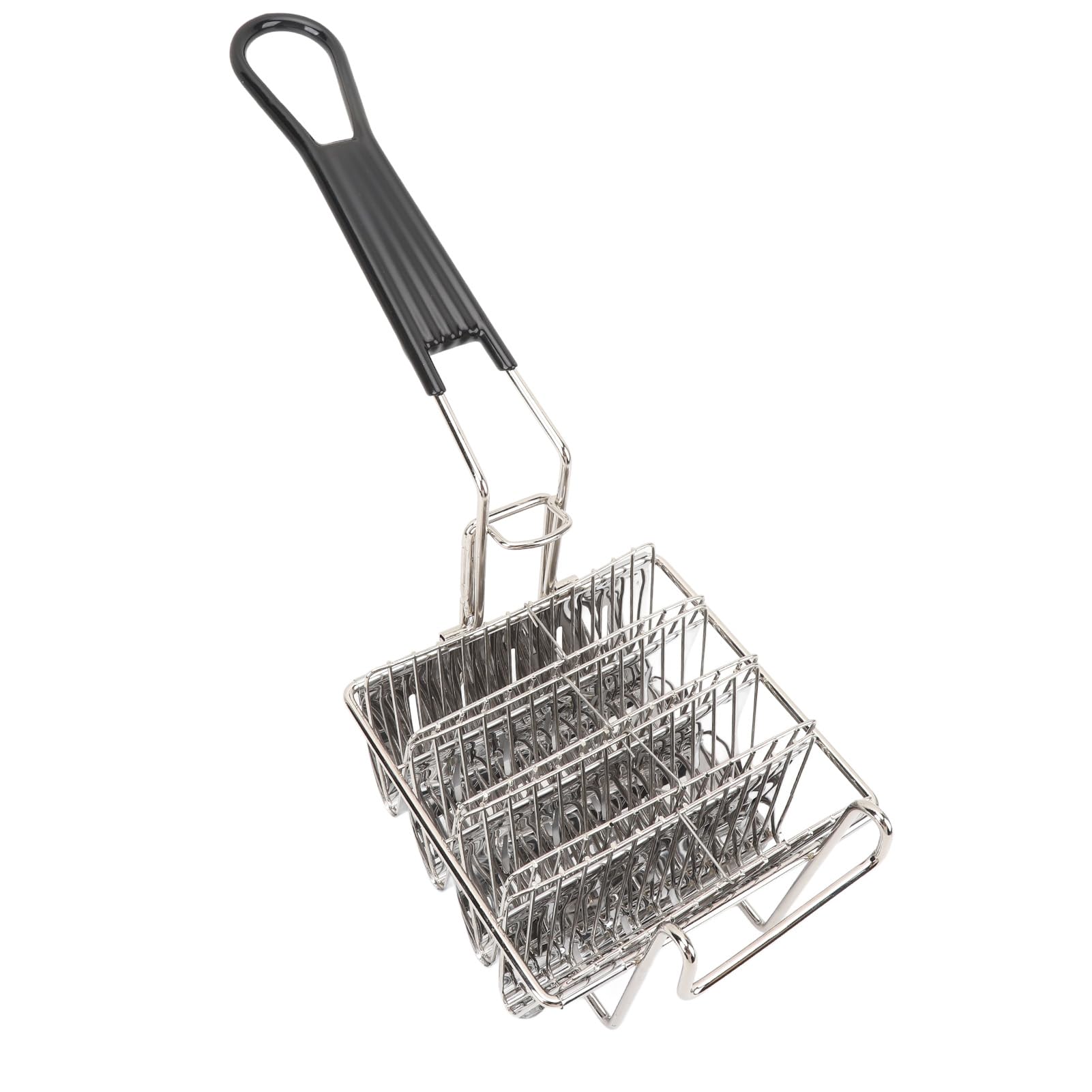 Jiawu Cesta para Freidora de Concha de Taco, Cesta para Freidora de Taco de Acero Inoxidable de 4 Conchas, para Soporte de con Desmontable y Gancho Frontal para el Hogar, Restaurante, Cocina, Fácil de