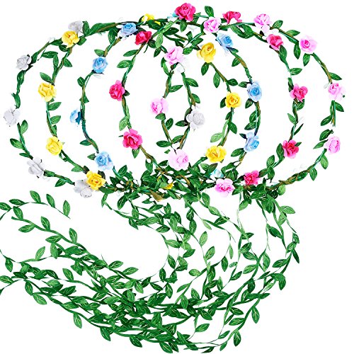 eBoot Fashion Bohemian Flower Crown Wreath Floral Garland Headbands for Wedding Beach Festival, 5 Pieces (Multicolor)