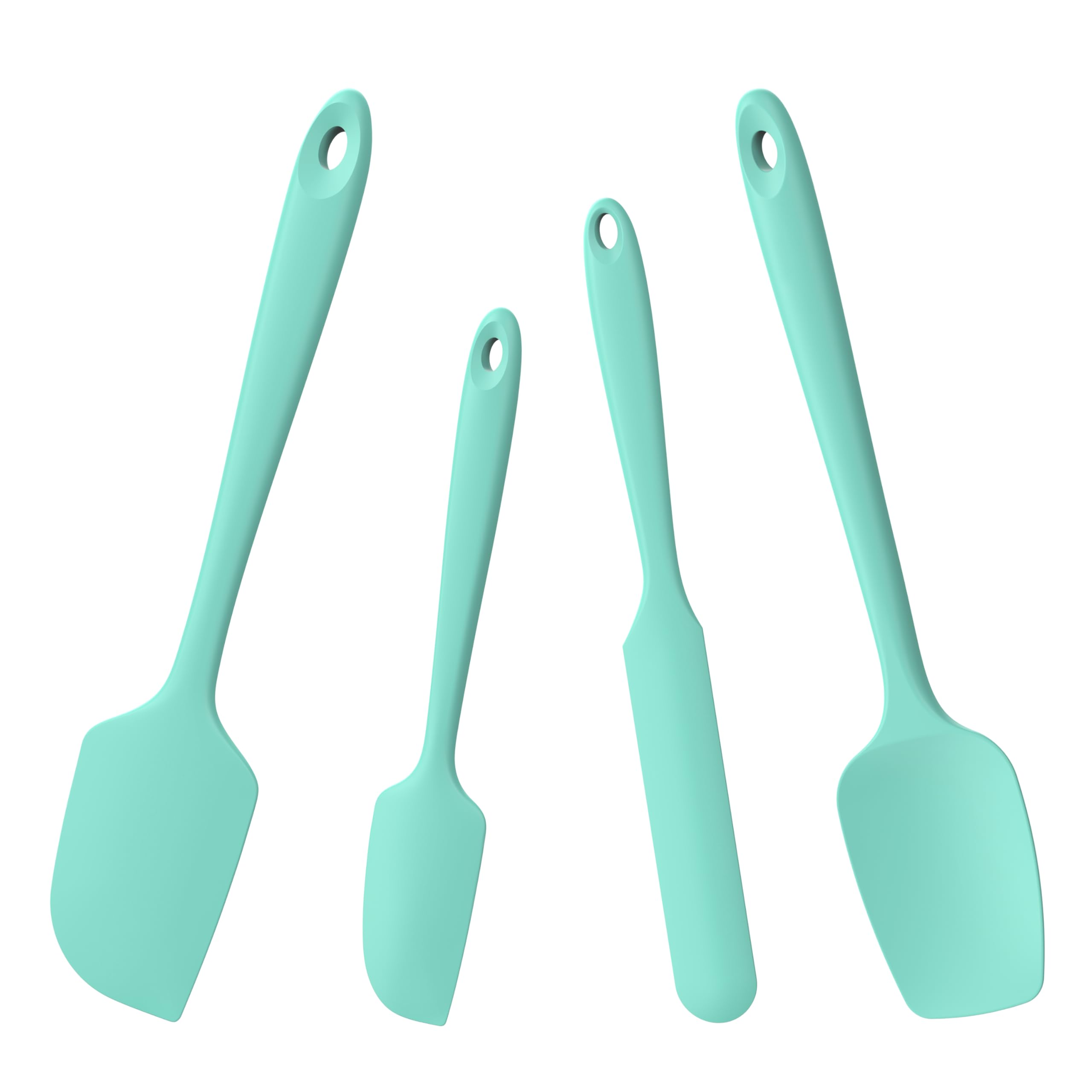 Doosu Silicone Spatula Scrapers Set of 4, 315℃ Heat Resistant Food Grade Rubber Baking Cooking Spoon Spatula Non-Stick Kitchen Utensils for Mixing Scraping Stirring Serving Folding (Aqua Sky)