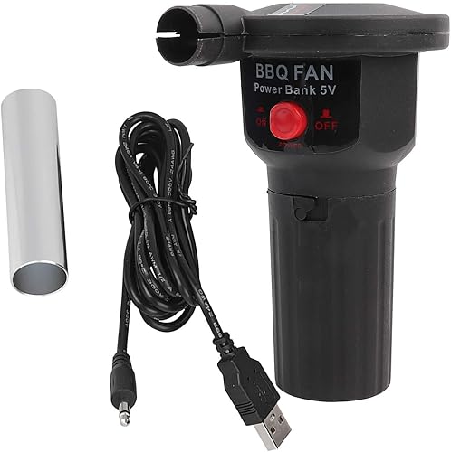 EVTSCAN Ventilador portátil para barbacoa, soplador de aire de mano, con batería, ventilador de barbacoa, soplador de aire, camping al aire libre,