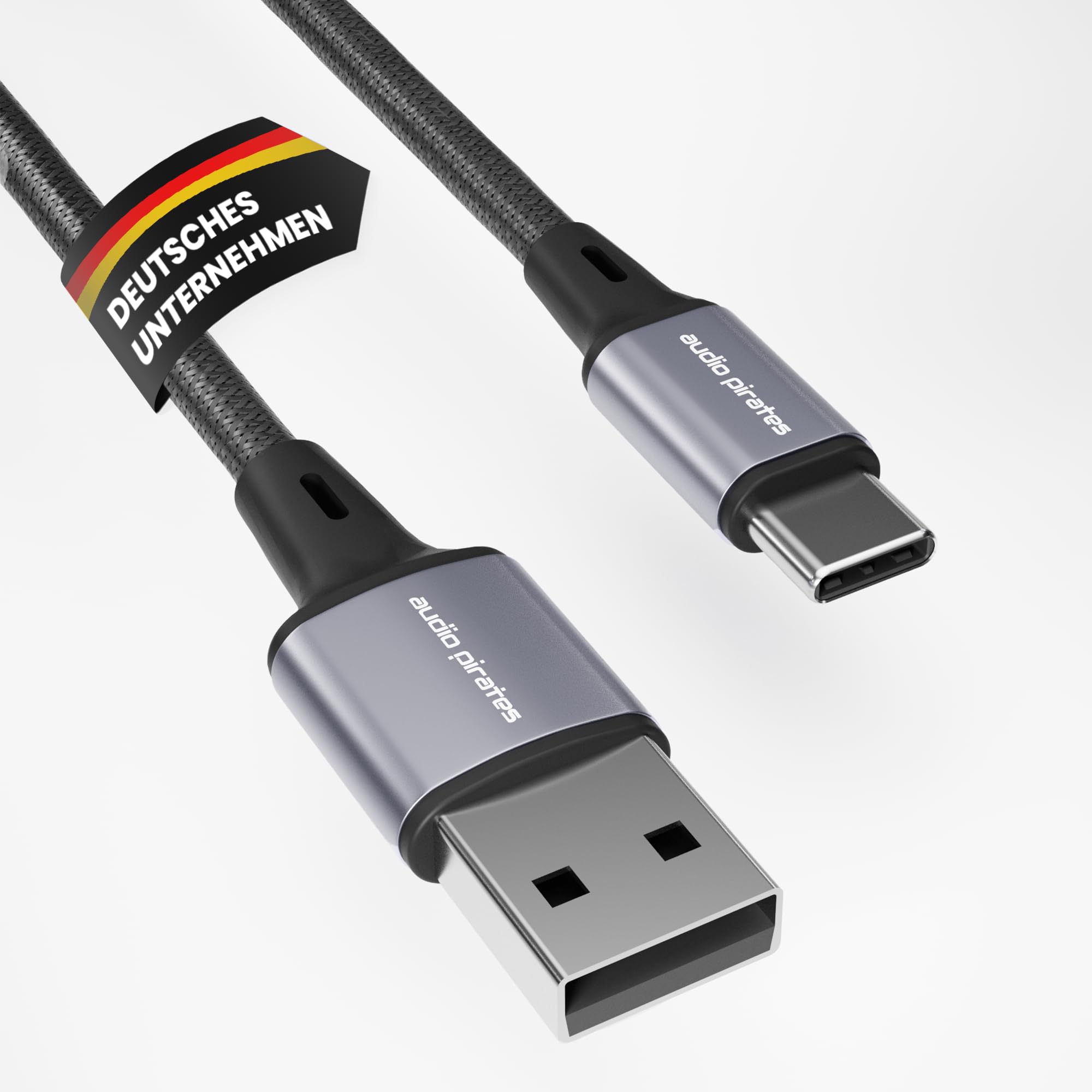 audio pirates USB-A auf USB-C Kabel – Nylon-geflochtenes Schnellladekabel mit 15 W/3A, 480 M & QC 3.0 – kompatibel mit iPhone 15/16, Galaxy S24, Pixel, LG (2 x 2er Pack, 2 Meter)