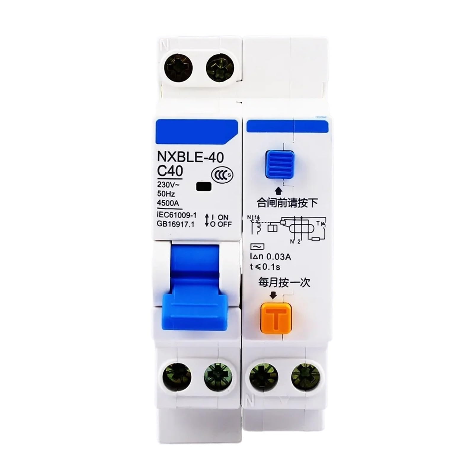 Wyłącznik różnicowy NXBLE-40 1+N DPNL 6A 10A 16A 20A 25A 32A 40A 230V 50/Ochrona przed wyciekiem ziemi DZ267LE(32A)