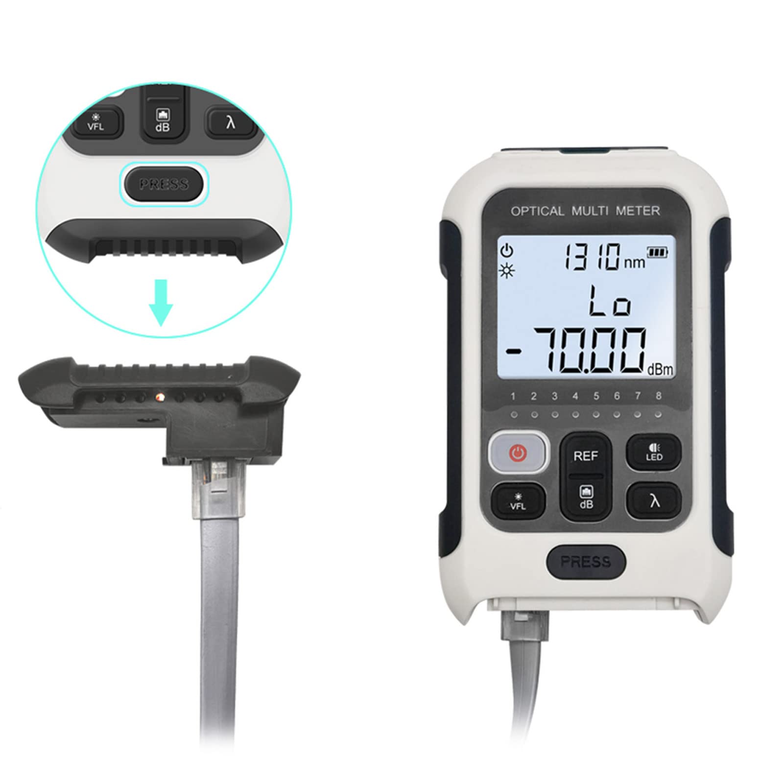 Misuratore di potenza in fibra ottica,attrezzatura di prova ottica multifunzionale portatile di alta precisione con connettore universale SC/FC/ST per la manutenzione di ingegneria
