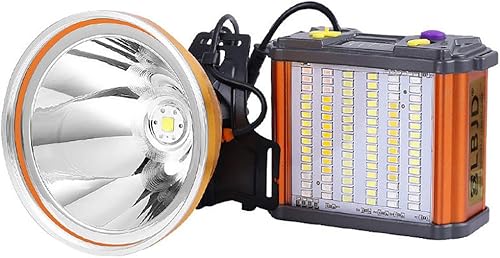 LBJD Linterna frontal de caza recargable con cuentas salvajes superbrillantes de 9 núcleos, potente batería colorida, perfecta para caza,