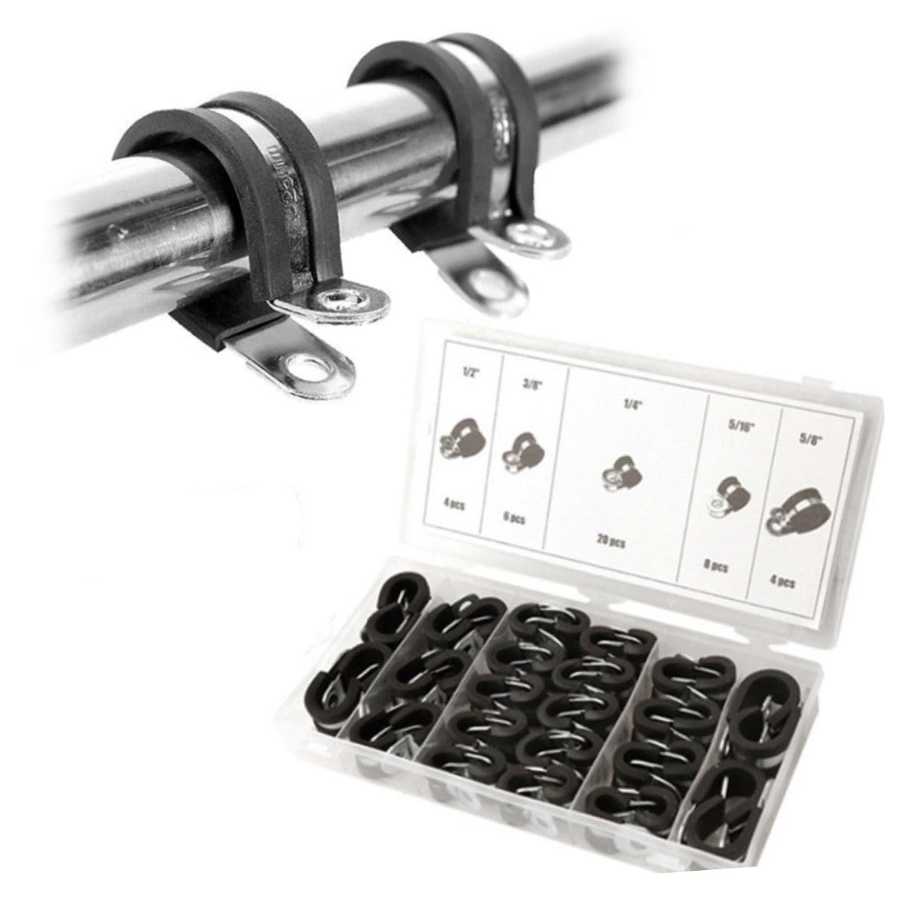 42 Stück Teiliges Schlauchschellen Set aus Verzinkte Langlebige Schlauchklemmen für Auto Wasser und Luftschläuche Geeignet für Kraftstoffleitungen und Silikonschläuche Praktische