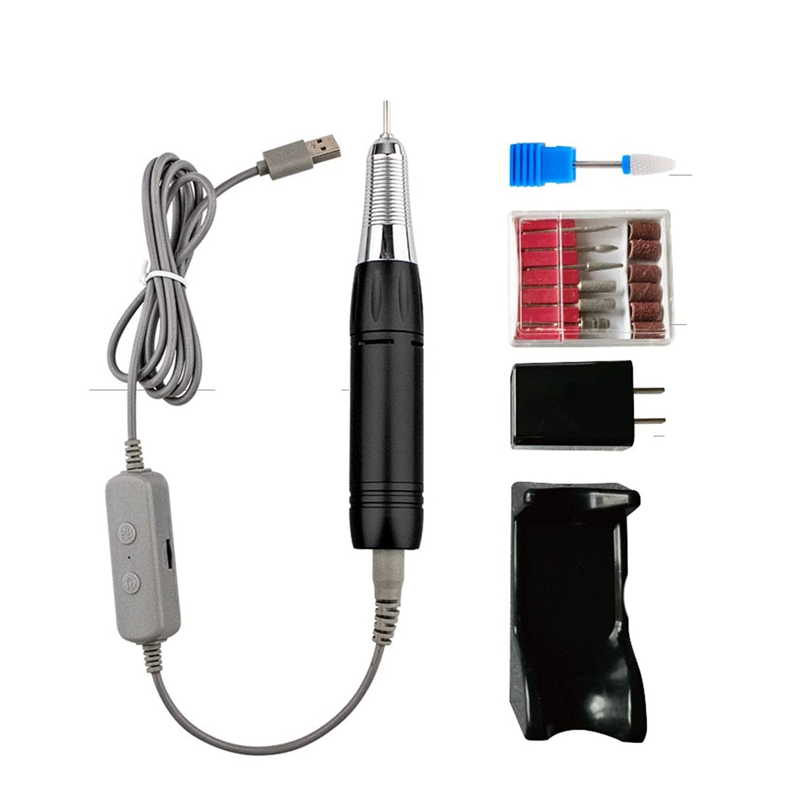 Trapano per Unghie Electric 20000. RPM. Macchina per Unghie per Trapano a Penna 5W Facile trasportare Portatile per Uso Domestico 500 0RPM 5. Colori USB Cavo Mini(Noir)