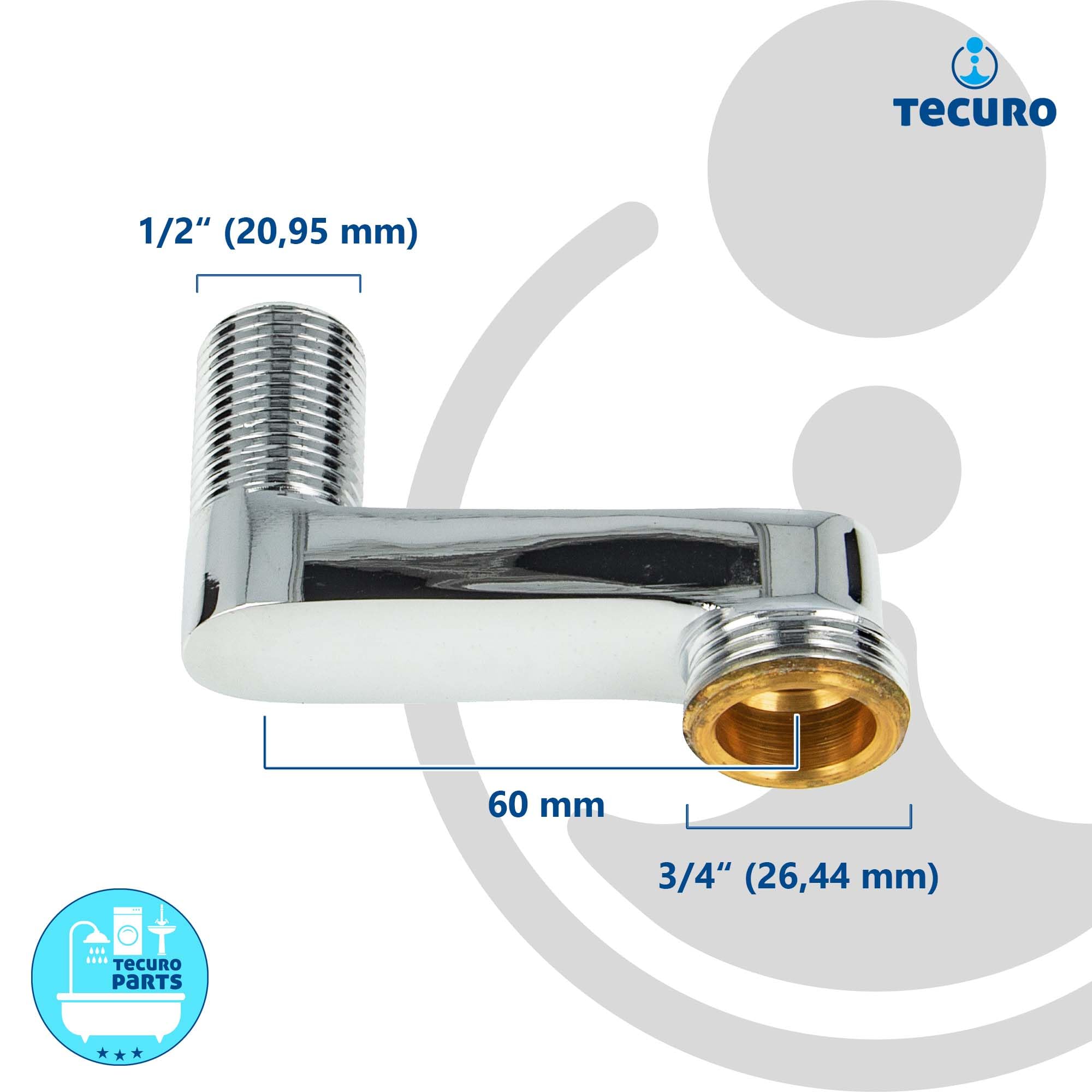 tecuro S-conexión a alrededor de 60 mm para pared grifos, 2-unidades