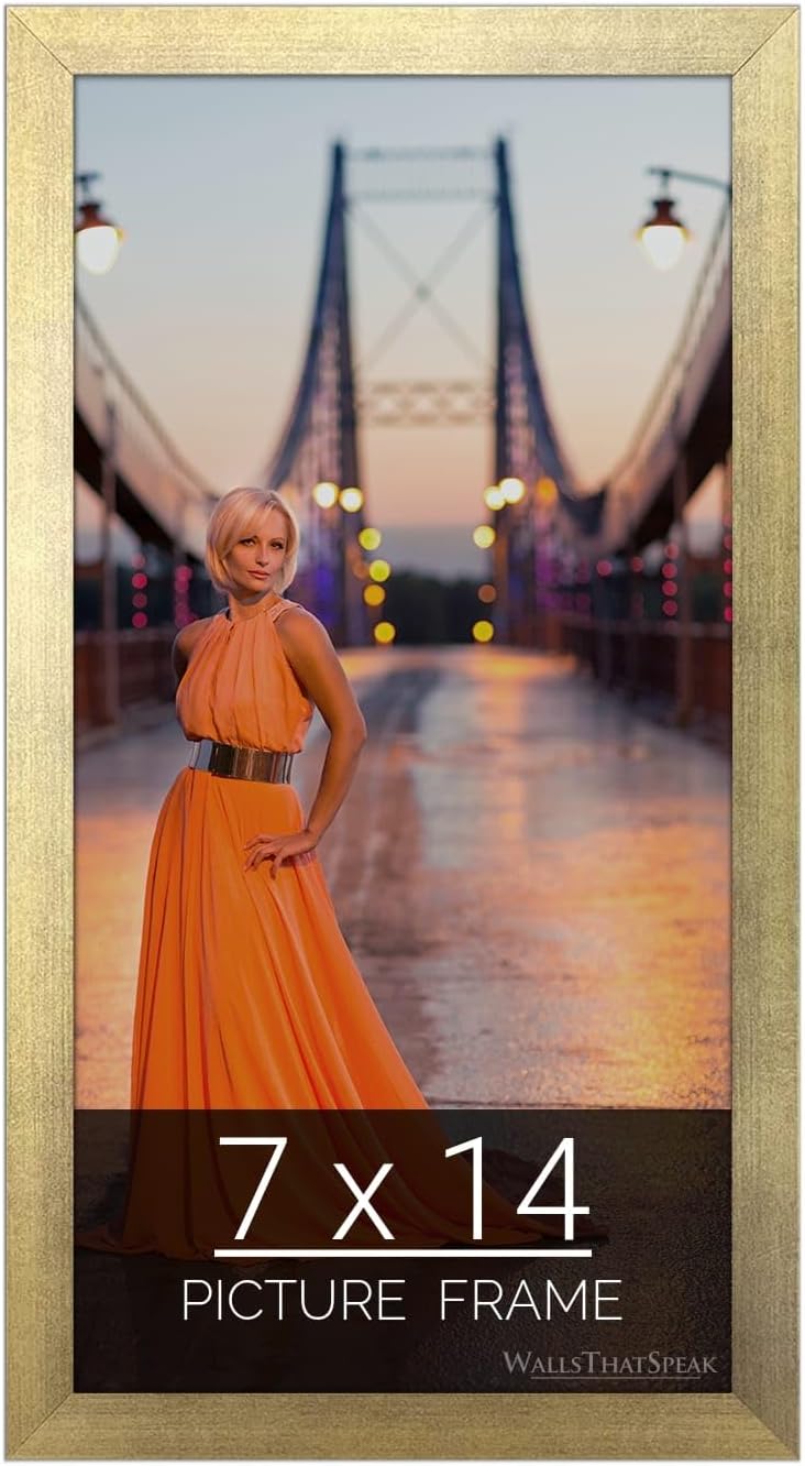 wallsthatspeak 7x14 Gold Picture Frame for Puzzles Posters Photos or Artwork