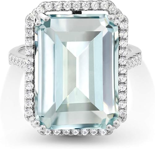 Gem Stone King Anillo de compromiso de plata de ley 925 con piedra natal Corte esmeralda 0.709 x 0.512 in Anillo de compromiso de aniversario de