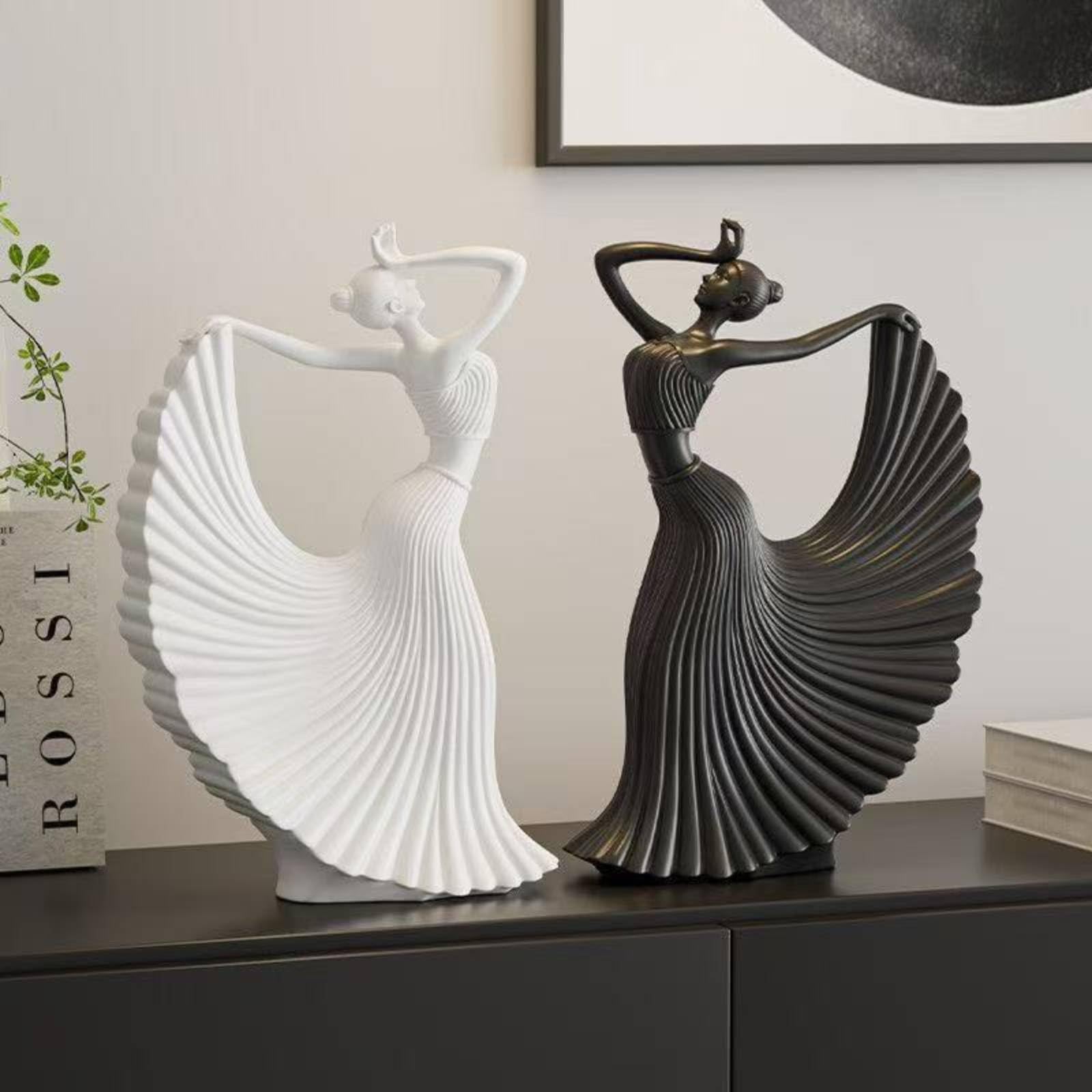Minimalistas Estatuillas Mujeres s Artísticas Figura Pareja para Recibidor, Y Negro