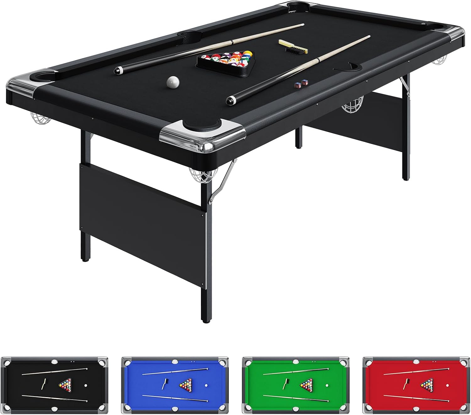 7 FT Pool Table, Billiard Table Complete Billiards Set with Balls, Cues & Accessories for Game Rooms Apartments Home Offices