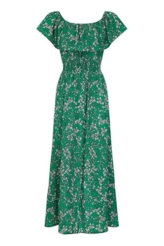Yumi Green Bardot Asymmetric Maxi Dress (UK, Numeric, 22, Regular, Regular, Green)