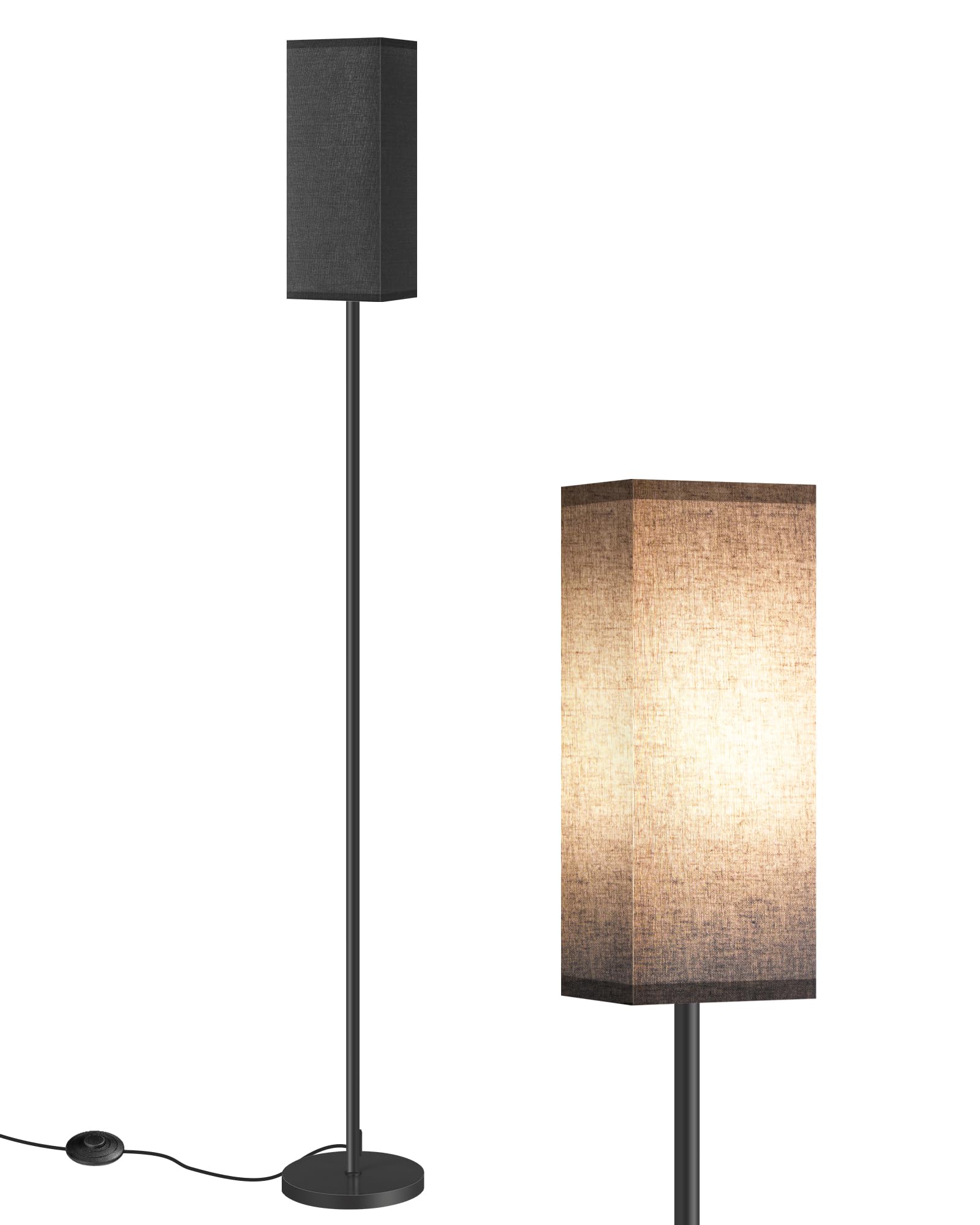 Floor Lamp, Pole Lamp with Foot Switch, Modern Standing Lamp Shade, Minimalist Freestanding Lamp (Bulb Not Included), for Living Room, Bedroom Office ETL Listed, Black B07LD05