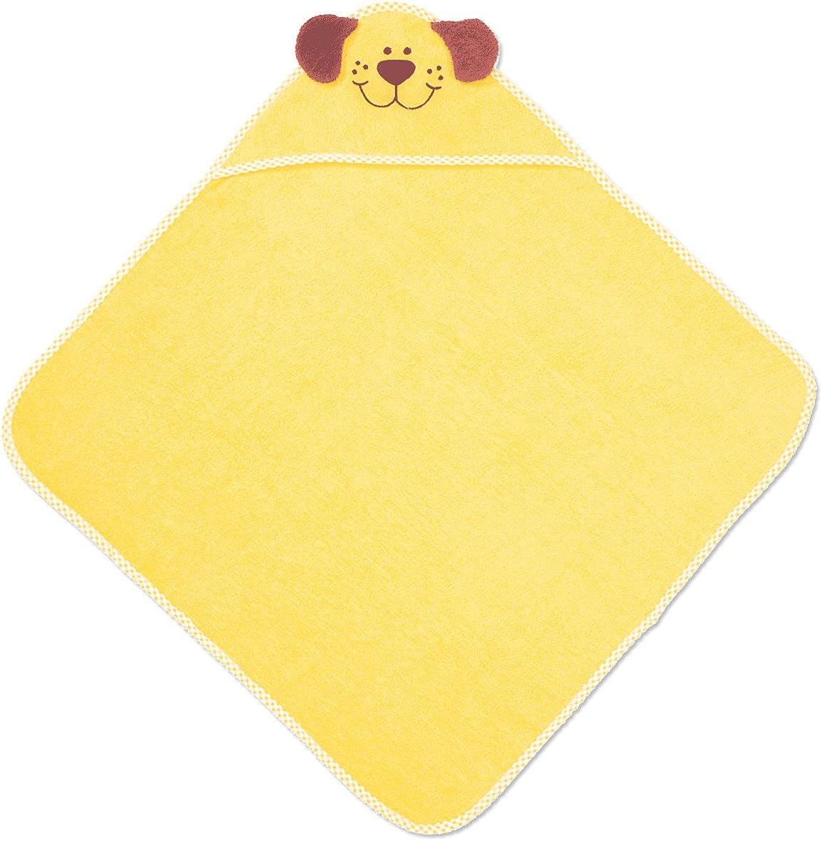 Lillian Vernon Hooded Animal Personalized Towel for Babies - Yellow Puppy, 100% Cotton, Large 30 x 30 inch Size, Machine Washable, Custom Embroidered