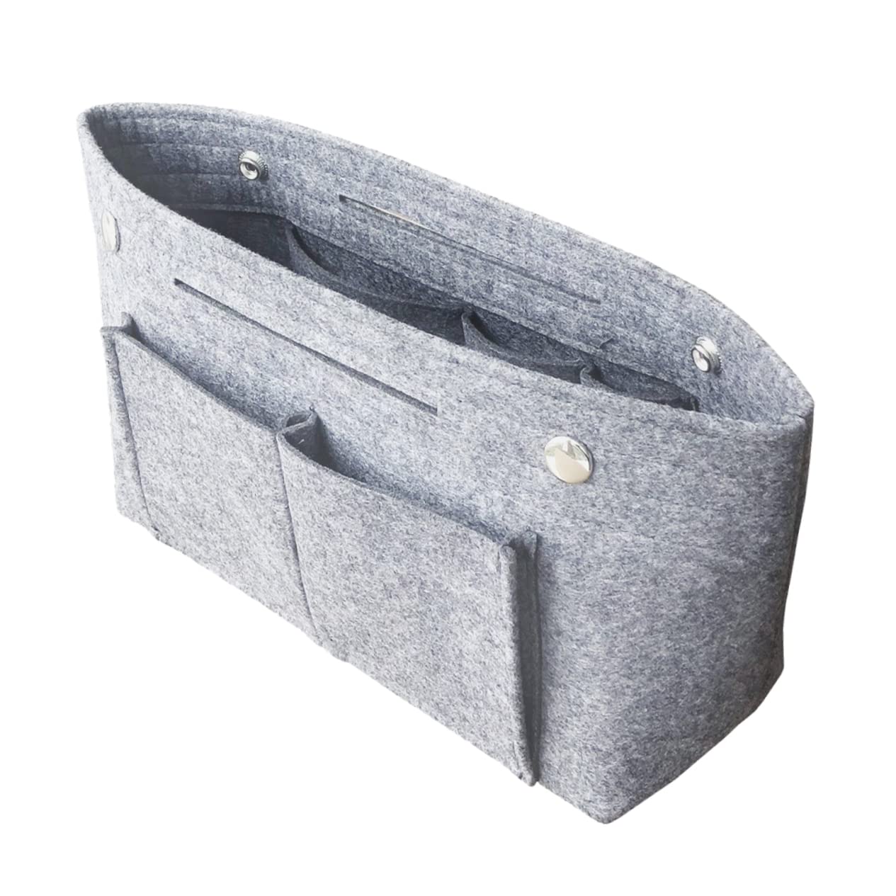NOLITOY 1PC Light Grey Felt Storage Pouch Multifunctional Handbag Insert Organizer for Makeup Accessories Toiletries Sundries Companion for Handbags