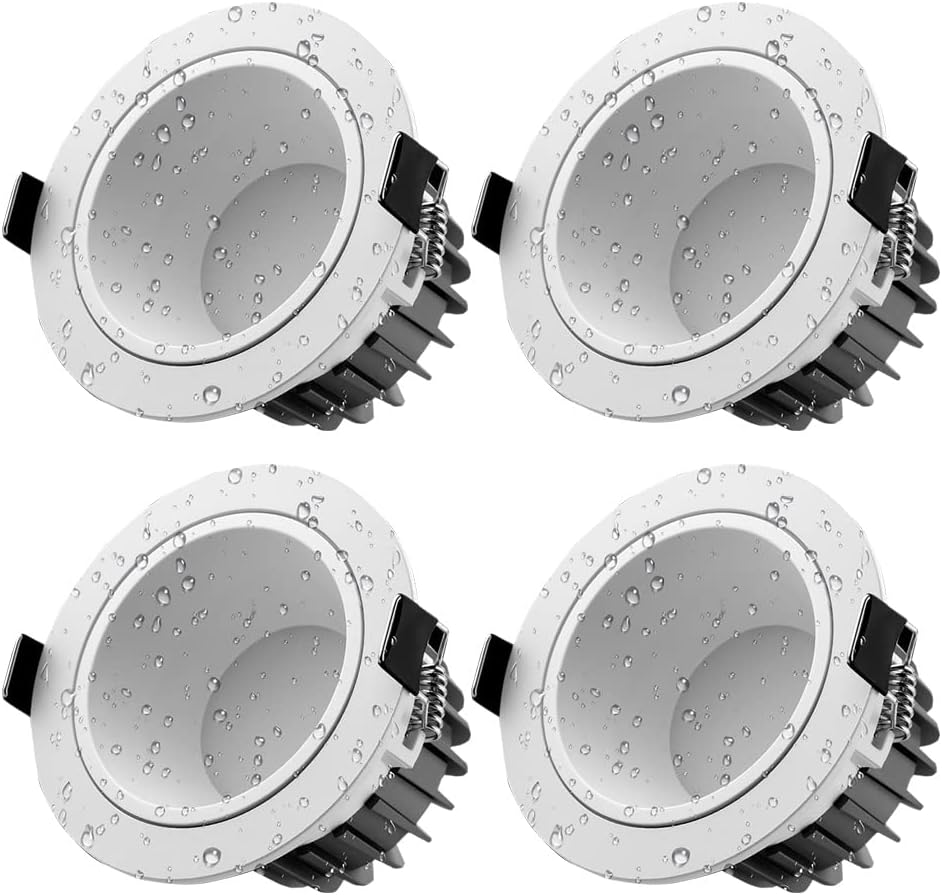 IP65 Waterproof Spotlight 4 Pack Flush Mount Downlight for Bathroom Lighting 7W-30W Recessed Ceiling Light Fixtures Eyeball Lamp Toilet Ceiling Lamp 2.5in 3.5in 4in 6in