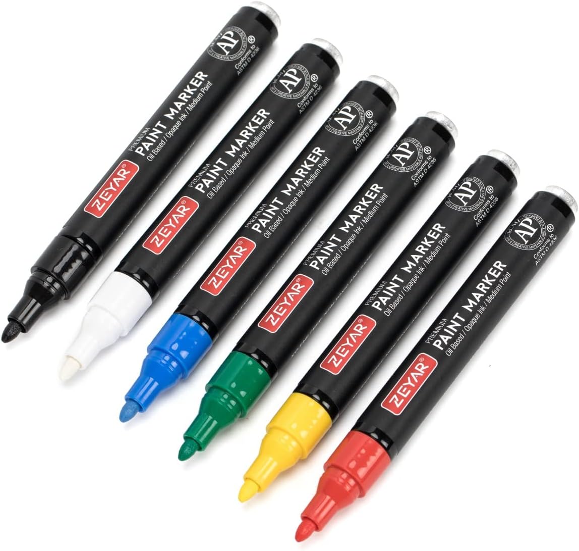 ZEYAR Permanent OilBased Paint Markers, Medium Point, Waterproof ink, Expert of