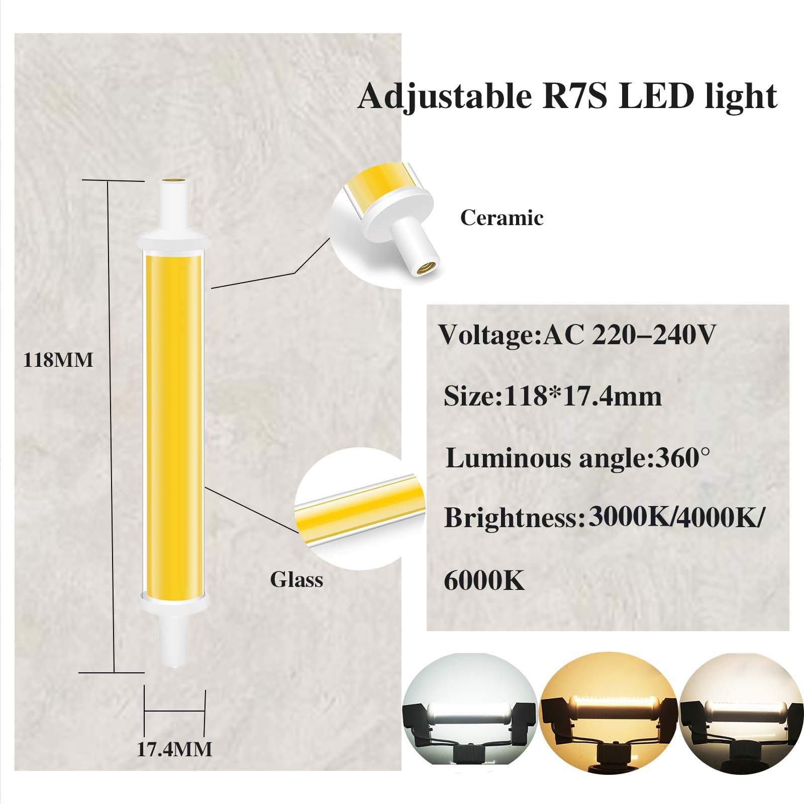 BVCL 7.7w R7s Led Lampen 118mm Dimmbar,Ac 220-240 Kein Flackern NatüRliches Licht 4000k FamilienatmosphäRe Fenster Display Lichter Dimmbar Lampen(118MM_4PCS)