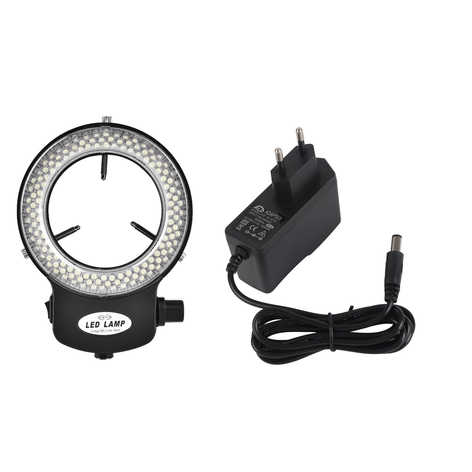 Anillo de Luz LED para Microscopio Estéreo, 144 Ajustable, Negro, Enchufe EU 110-220V