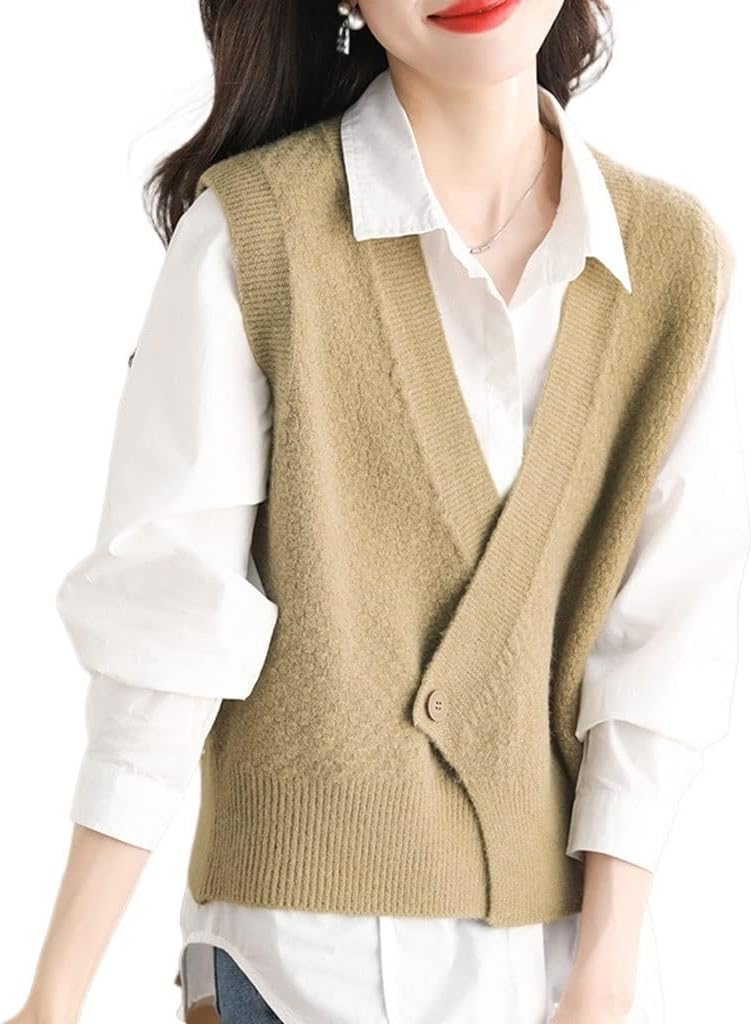 Autumn Women's Knitted Undershirt Undershirt Women Spring Wear Sweater Vest Cardigan
