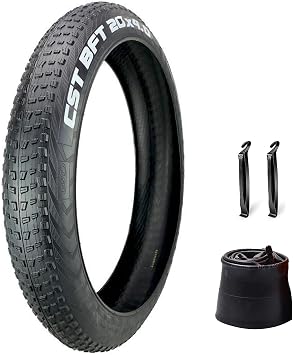 20x4.0 Fat Bike Tire, Replacement Bicycle Tire with Tube, Folding Snow Bicycle Tire Kit, High Performance Puncture Resistant Fat Tire for Electric Bike Mountain Bike, Bicycle Tire for Street or Trail
