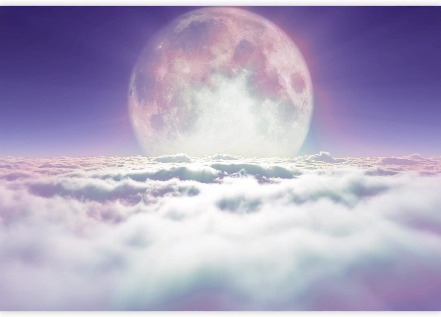 wall26 Removable Wall Sticker/Wall Mural Rainbow Full Moon Cloudy Purple Sky Nature Wilderness Photography Realism Rustic Landscape Decorative Global Zen for Living Room, Bedroom, Office - 100"x144"