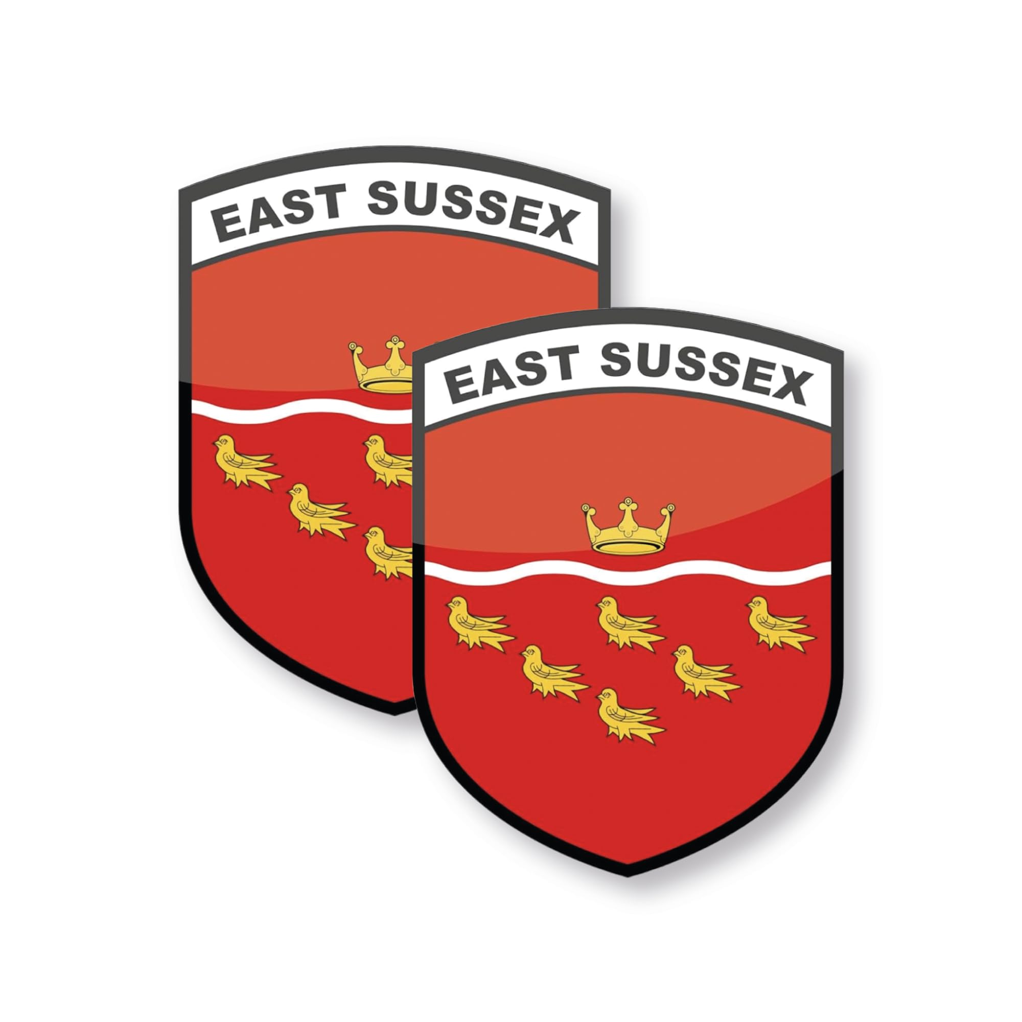 stika.co East Sussex County Flag Vinyl Stickers for Cars and Windows, White Self-Adhesive Decals, 87 x 66mm, Pack of 2