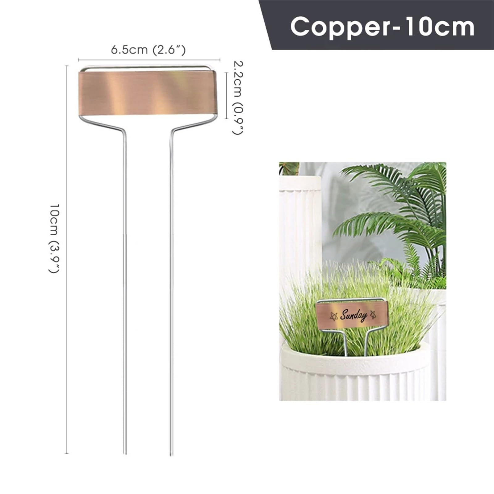 Pflanzenschilder Metall-Gartenpflanzen-Etikettenpfähle, 6/8/10 Zoll, Kupfer-Pflanzenetiketten, Einsätze, Schild, wetterfeste Markierung, Gartenarbeit, Blumen, Kräuter
