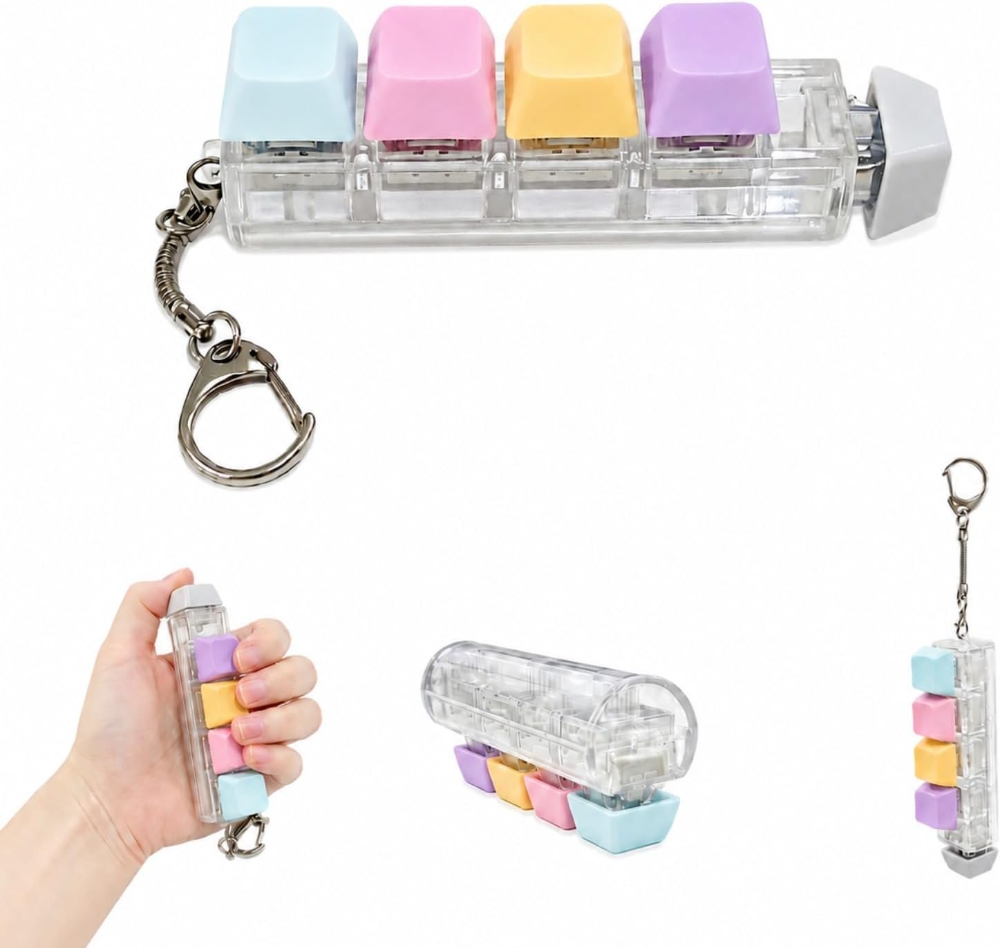 5-in-1 Keyboard Fidget Toy,Keyboard Clicker Keychain,Button Finger Clicker Stress Relief Toy,Crisp Sound– Gifts to Anxiety Relief & Focus Boost (Multicolor)