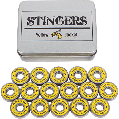 Yellow Jacket Premium Inline Skate Bearings, Roller Skate Bearings, 608, ABEC 11, Yellow Jacket (Pack of 16)