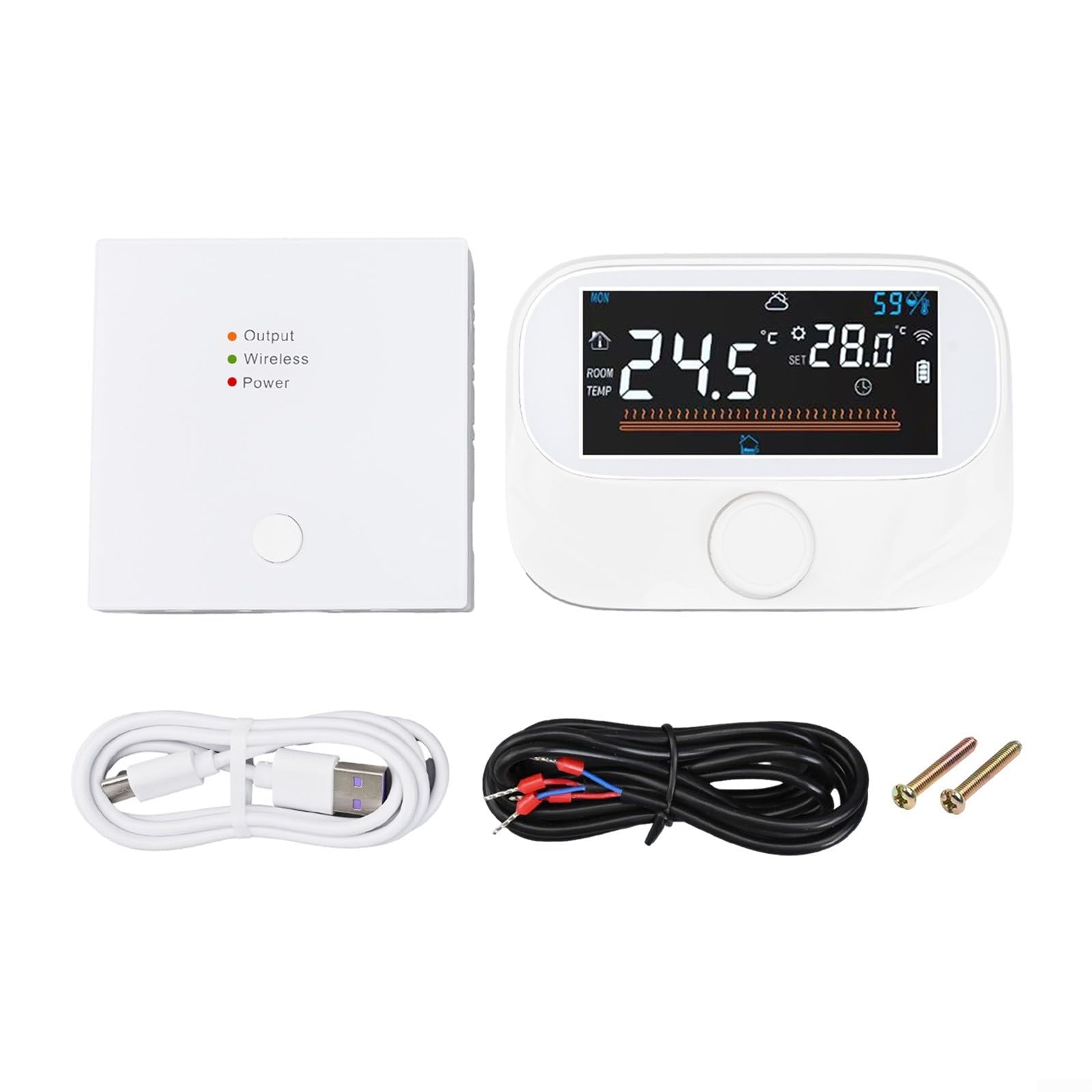 Termostato de Caldera Inteligente e Inalámbrico con Wifi para Hogar, con Control de Aplicación Remota, Períodos Programables y Pantalla Meteorológica Interior (WiTH3-WIFI)