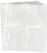 Trading Card Binder Sleeves ONLY, 4Pocket, 400Cards 50 Removable Sleeves, Compatible with Game Card Binde Cards Holder Album