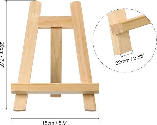 Miniatura 2 de PATIKIL Mini caballete de madera de 7.9 pulgadas, paquete de 4 soportes triangulares para mostrar fotos, tarjetas, lienzos, bodas, color madera