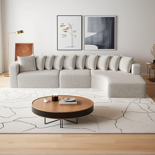 Miniatura 5 de KEIKI Juego de sofá modular curvado de 131.1 pulgadas, sofá nube de gran tamaño con 10 almohadas, sofá de asiento profundo orientado hacia la