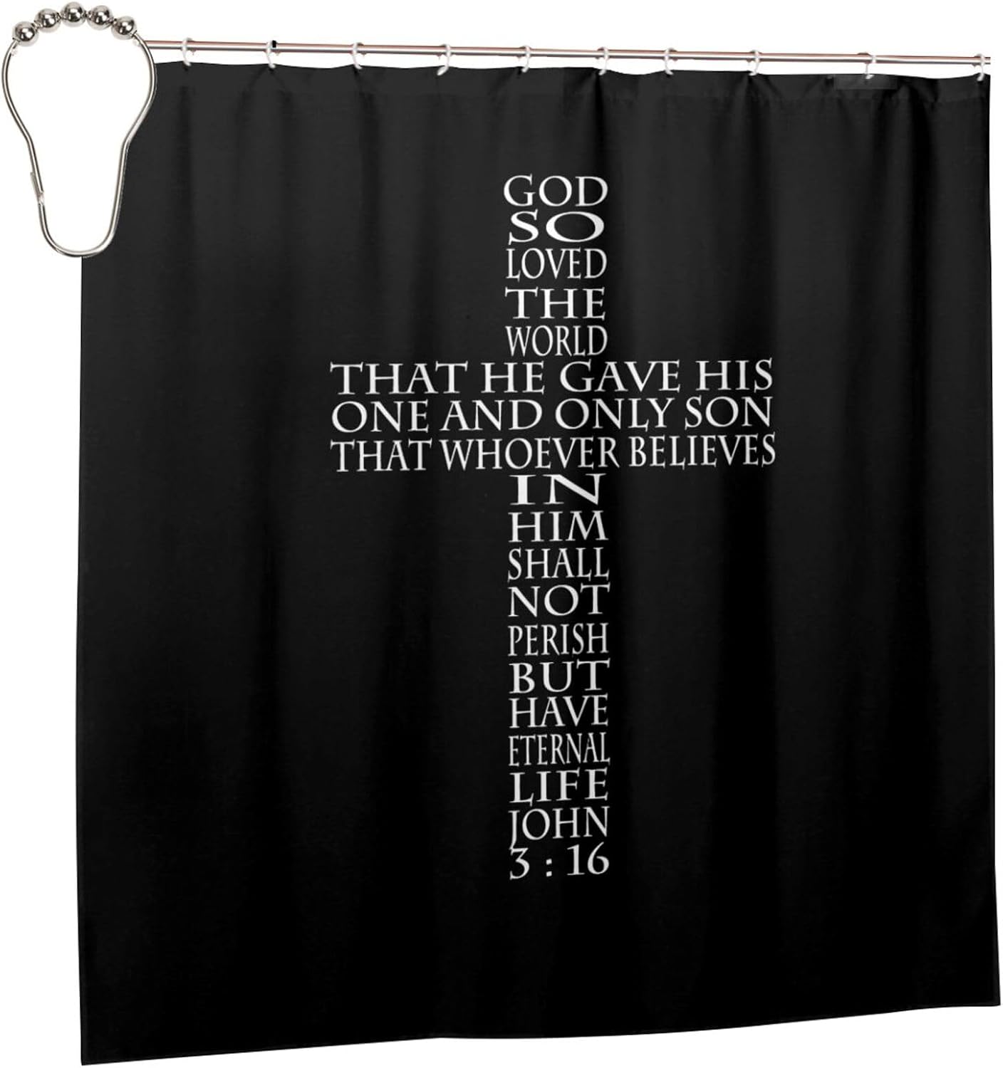John 316 Cross Jesus Christ God Bathroom Fabric Shower Curtain with 12 Buckles and Hooks, 72x72 Inches for Bathroom Use