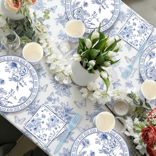 Osonm 151PCS Blue Floral Plates and Napkins Tableware Sets,Serves 30 by Osonm - Used condition - Image 7