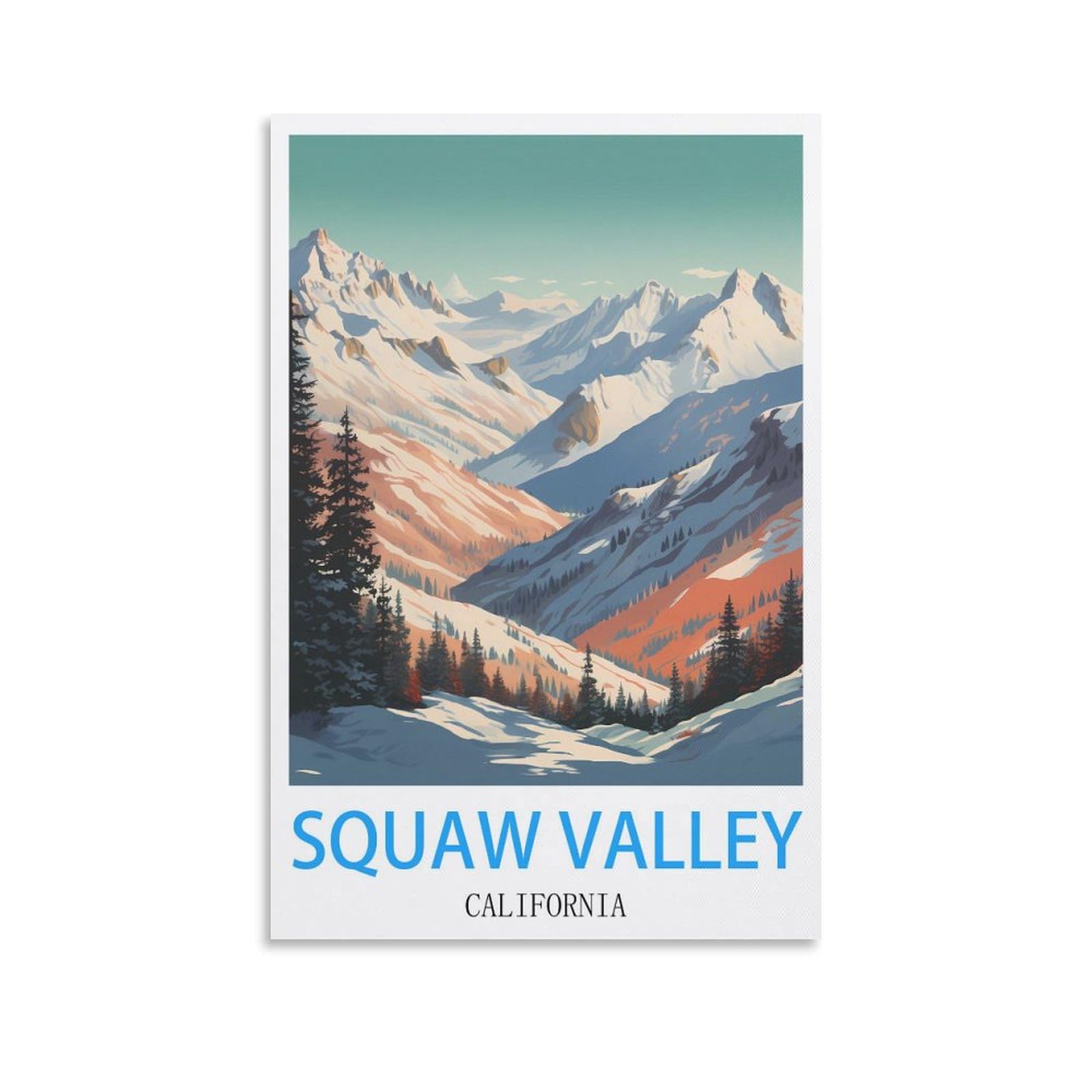Vintage Metal Tin Signs Squaw Valley Californias Metal Wall Art Bar Sign for Kitchen Pubs Coffee Metal Wall Decoration 15x30cm